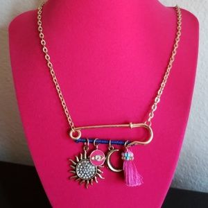 NWOT! Bohemian Safety pin charm necklace